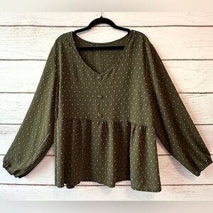 SHEIN Olive Green Polka Dot Fabric 3XL 
Office Church Career Dress Business